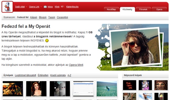 A MyOpera oldala magyarul